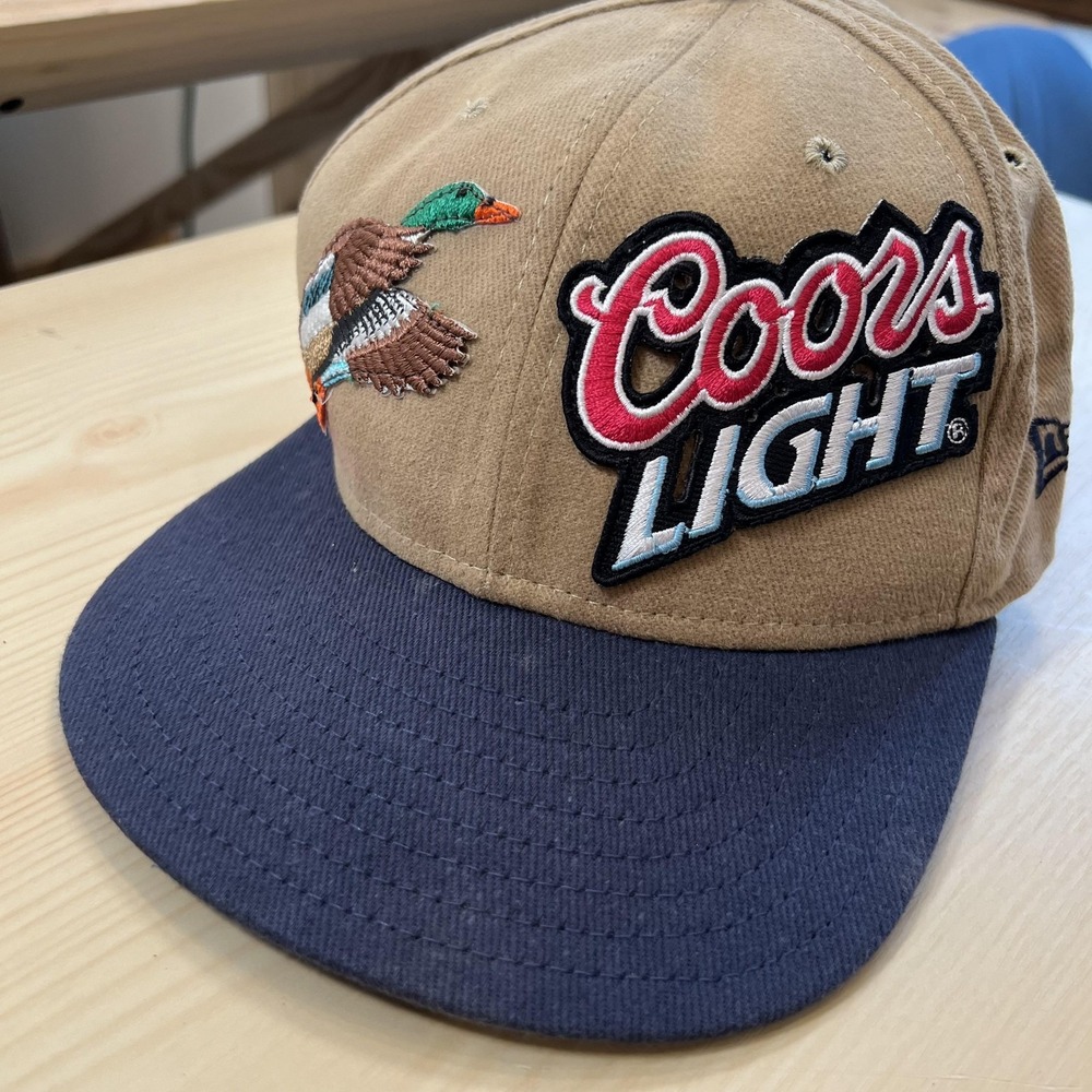 Coors Light New Era Hat Cap Strap Back Mens One Size Beige Navy Duck Corduroy
